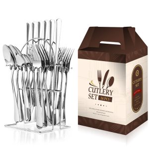 Stainless Steel Dinnerware Set 24Pcs Knives Forks Coffee Spoons Flatware Set Kitchen Dinnerware rose Gold Cutlery Set