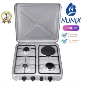 Nunix 3 Gas + 1 Electric Hot Plate Table Top Cooker Burner Stove